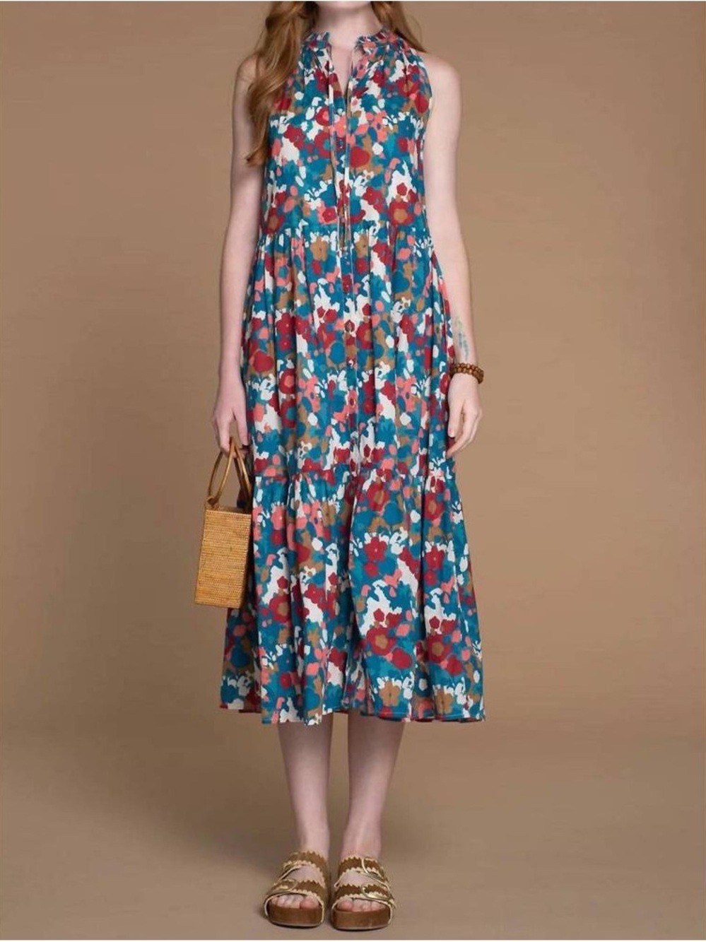 Olivia James The Label Abstract Ro Long Dress Floral Size M